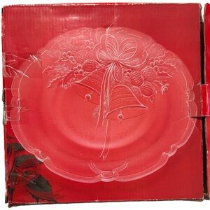 MIKASA Vintage Crystal Holiday Bells Hostess Platter